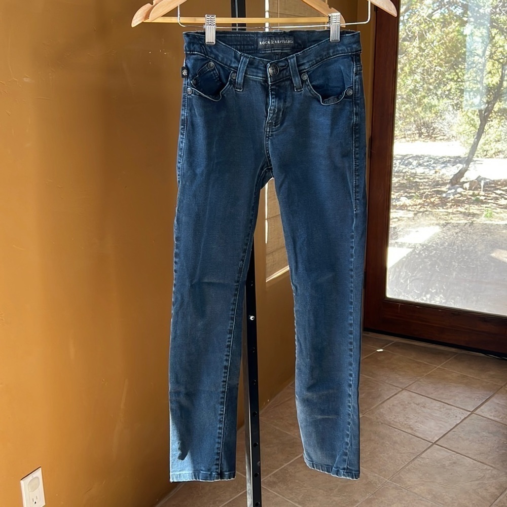 Rock & Republic Straight Washed Black Ankle Length Jeans Size 2